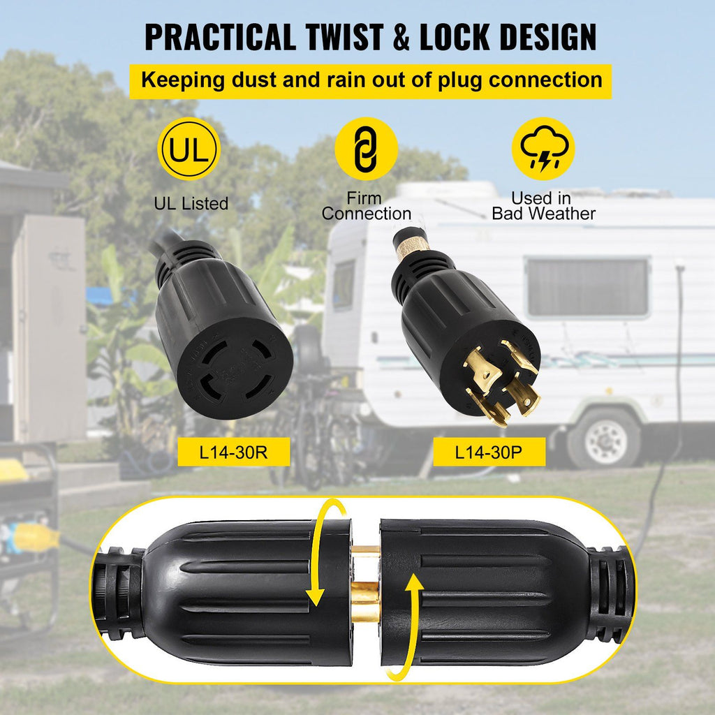 50 FT 30 Amp Generator Extension Cord for Reliable Power Transfer - TK Power Gear