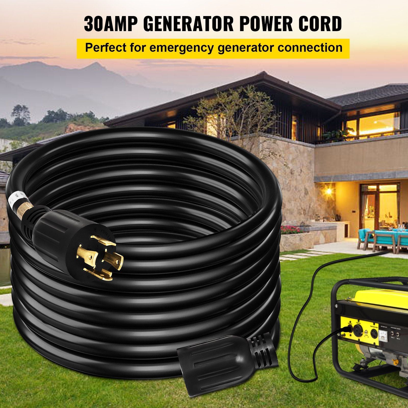 50 FT 30 Amp Generator Extension Cord for Reliable Power Transfer - TK Power Gear
