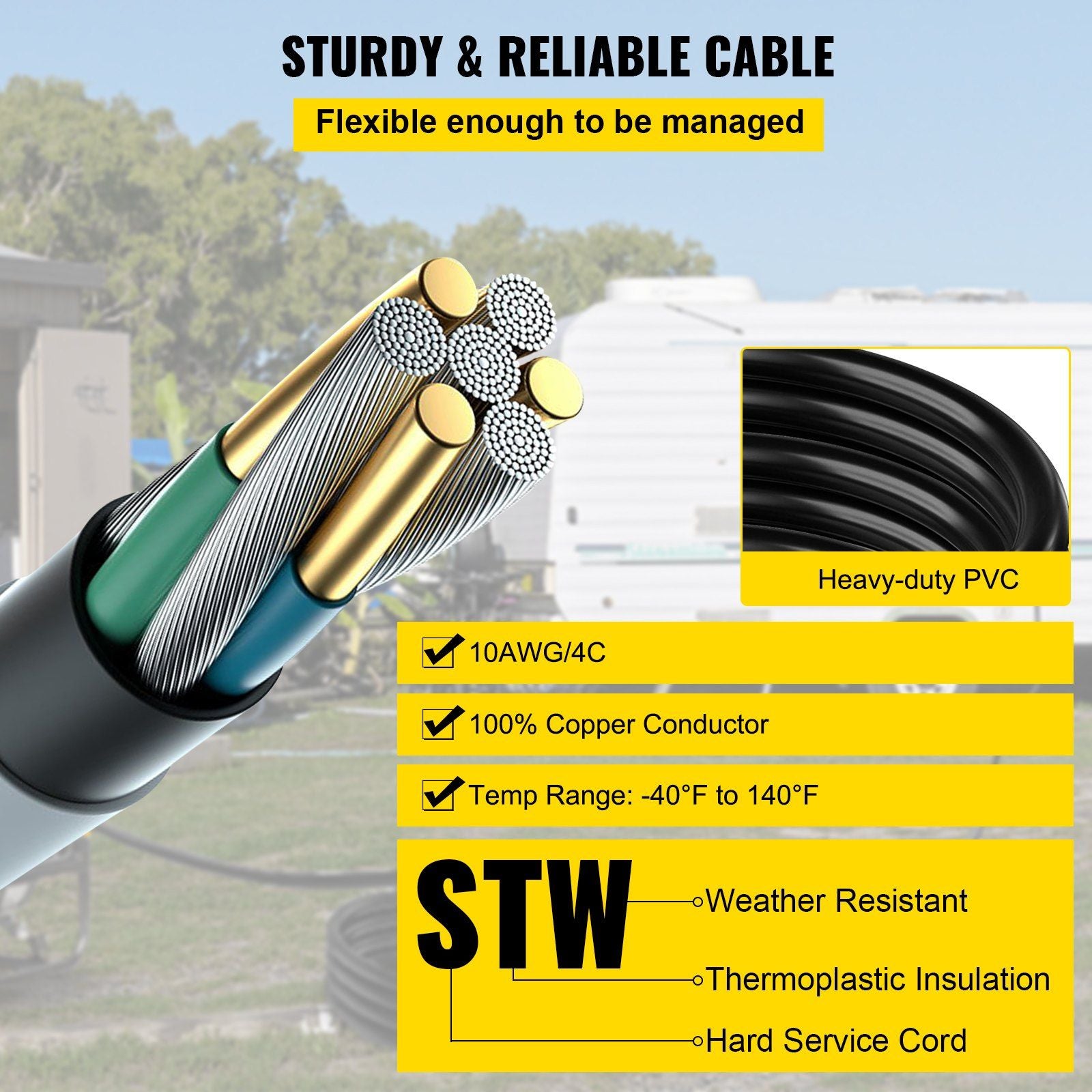 50 FT 30 Amp Generator Extension Cord for Reliable Power Transfer - TK Power Gear